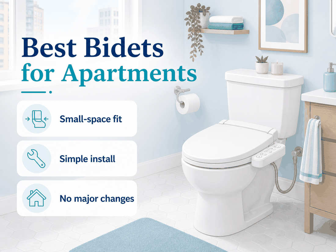 Apartment bathroom bidet setup illustration