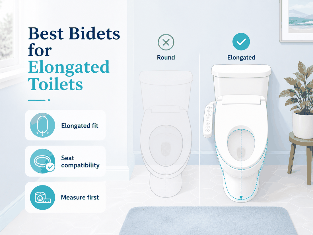 Elongated toilet bidet fit illustration