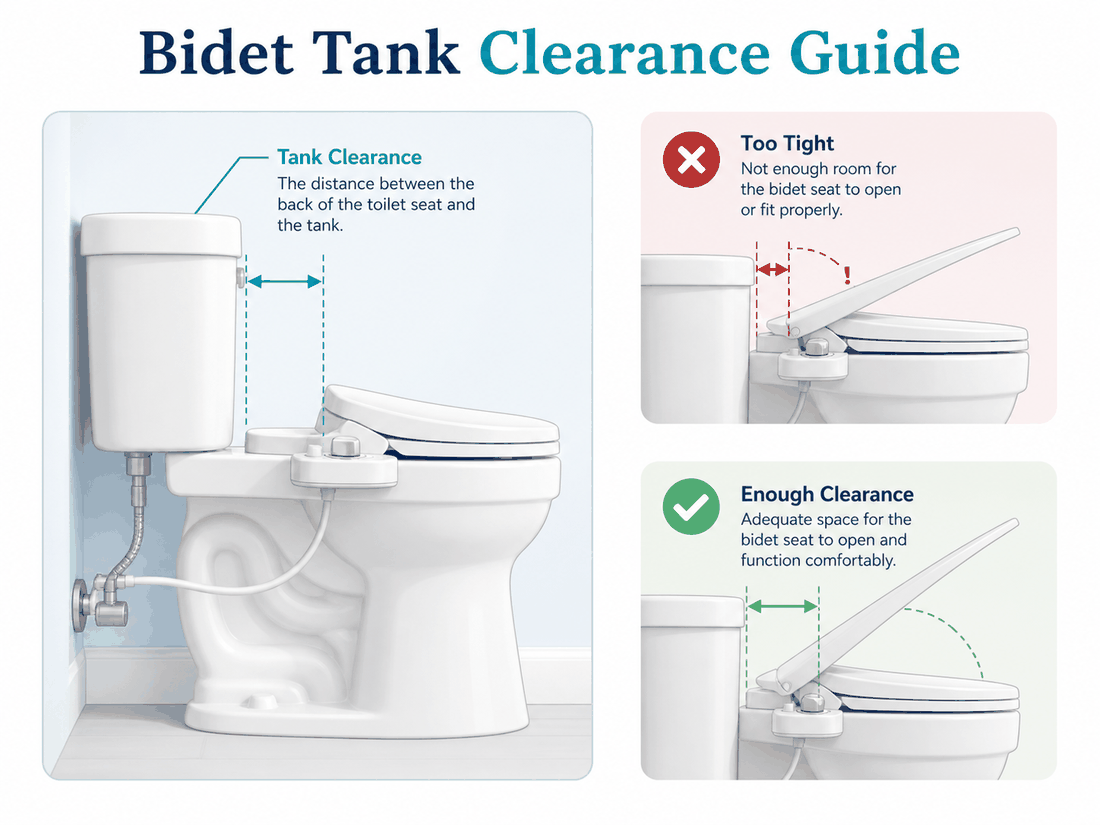 Bidet tank clearance guide illustration